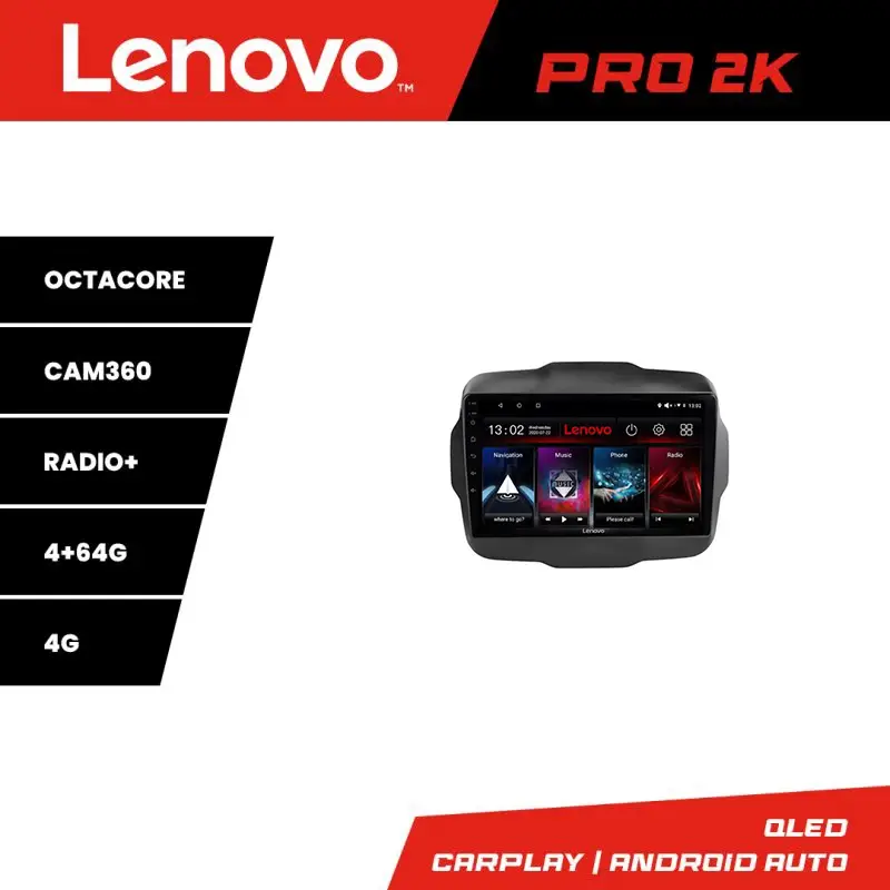 Preț mic Navigație Jeep Renegade 2015-2020 Lenovo Pro 2K QLED 4GB+64GB Android