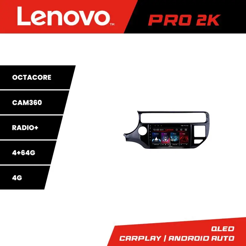 Premium Navigație Android Lenovo QLED 2K 4+64GB pentru Kia Rio 2014-2017