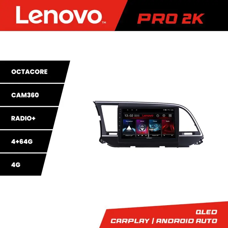 Navigatie Hyundai Elantra 2015-2018 Lenovo Pro 2K QLED 4GB+64GB 360 Nu rata