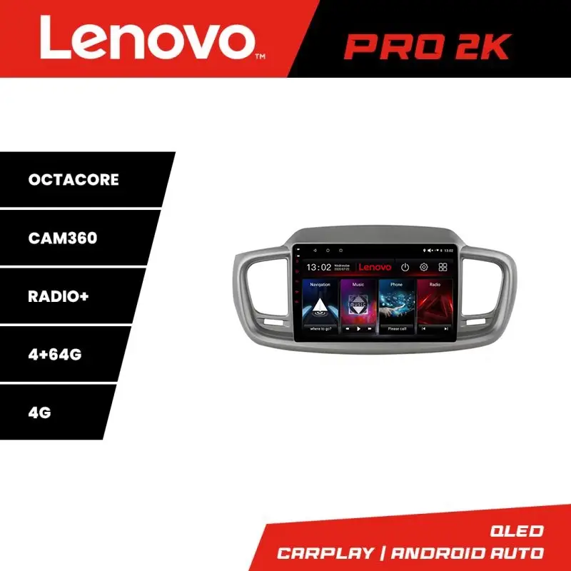 Navigație Android Lenovo QLED 2K 4+64GB 360 pentru Kia Sorento 2015-2019 Plată securizată