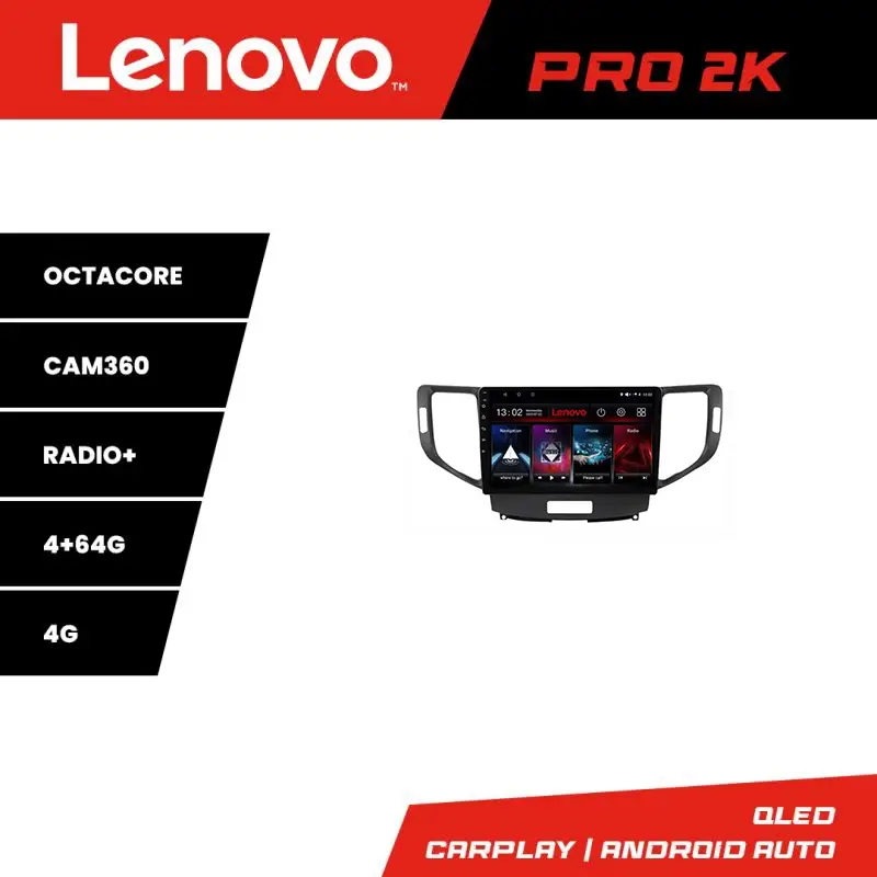 Navigație Android Lenovo QLED 2K 4GB+64GB pentru Honda Accord 2008-2012 Expediere rapidă