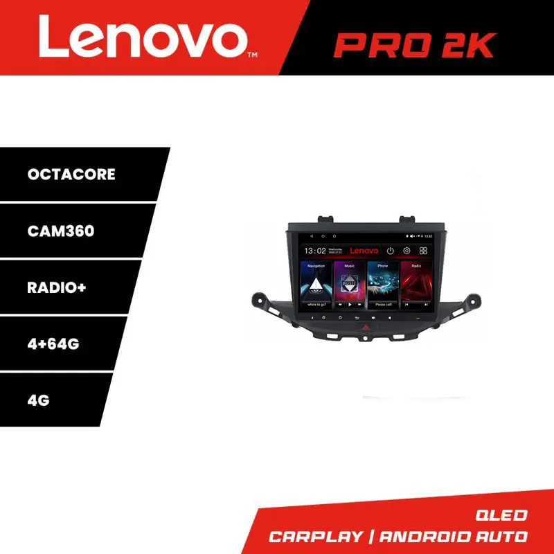 Disponibil imediat Navigație Opel Astra K Lenovo QLED 2K, 8 core, 4GB+64GB, Android