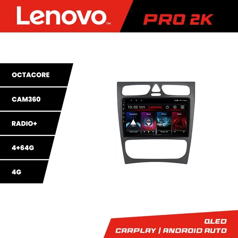 Retur gratuit Navigație Android Mercedes C W203 2001-2007 Lenovo QLED 2K 4+64GB