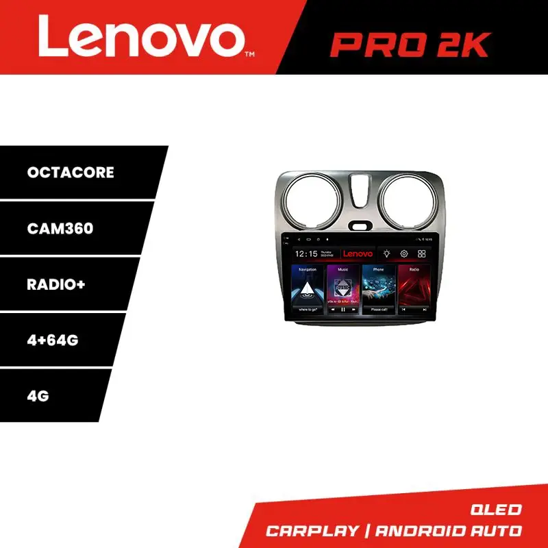 Chilipir Navigație Android Dacia Dokker Lenovo QLED 2K, 4GB RAM, 64GB, 360