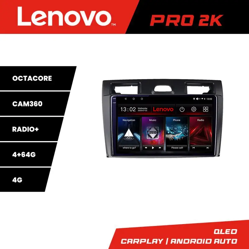 Navigație Android Ford Fiesta MK5 2002-2008 QLED 2K 4GB+64GB GPS 360 Lenovo Discount