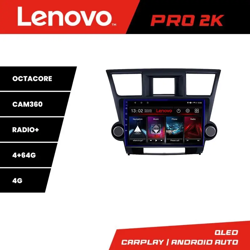 Reducere extra Navigație Android Toyota Highlander 2007-2013 QLED 2K 4+64GB 360 Lenovo