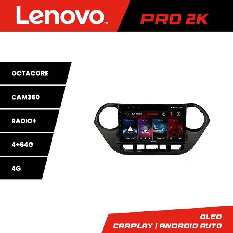 Navigatie Hyundai i10 2013-2019 Lenovo QLED 2K 4GB+64GB Android 360 Vezi acum