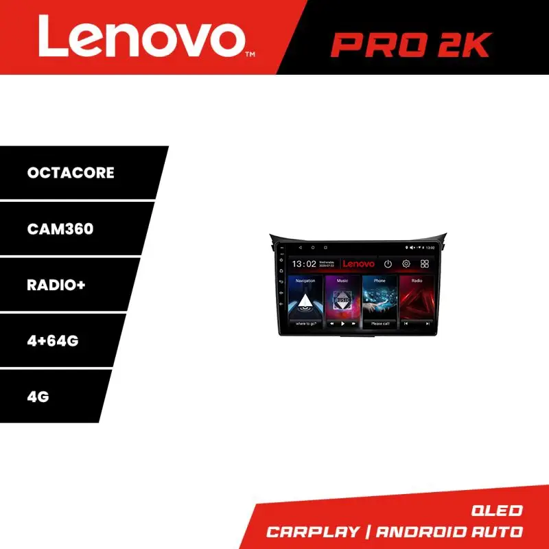 Cumpără online Navigație Android Hyundai i30 2011-2016 QLED 2K 4GB+64GB 360 Lenovo