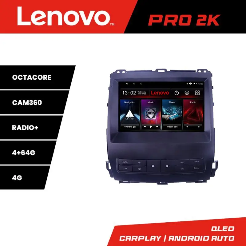 Navigație Toyota Prado J120 2002-2009 Lenovo 2K QLED 8 nuclee 4+64GB Mai ieftin