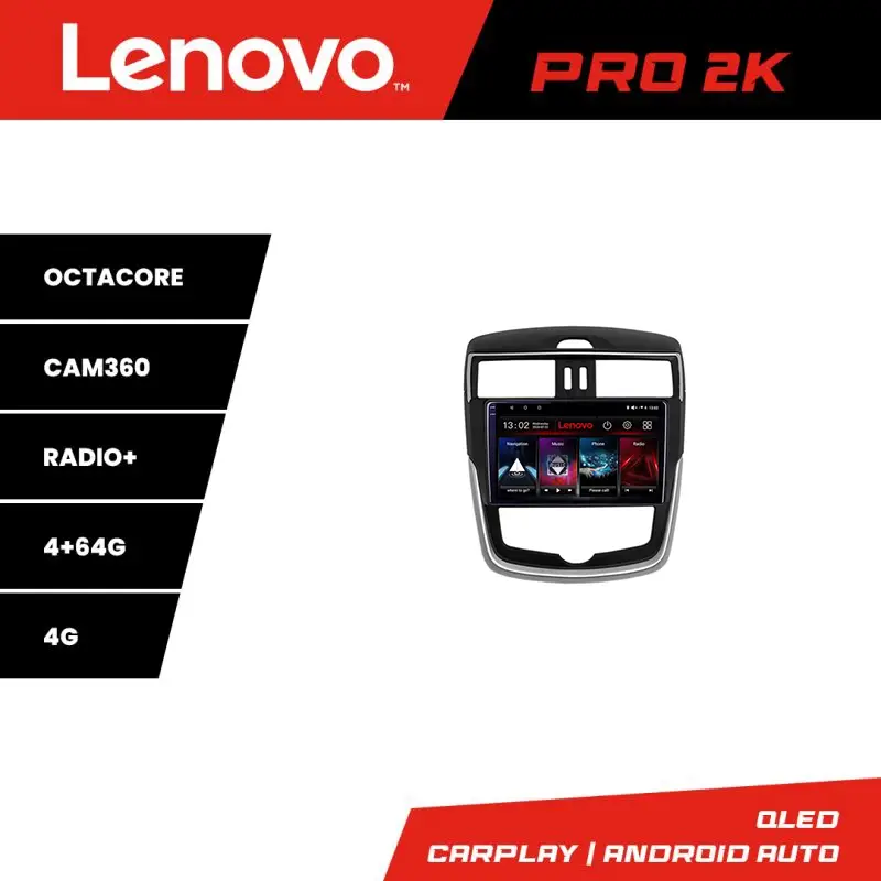Cel mai vândut Navigație Nissan Pulsar 2014-2018 Android 2K QLED GPS 4G 4GB+64GB Lenovo