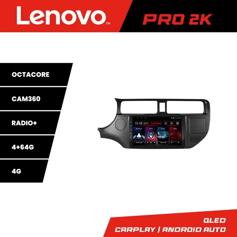 Navigație Android Lenovo pentru Kia Rio 2011-2014, QLED 2K, 4GB+64GB Plată securizată