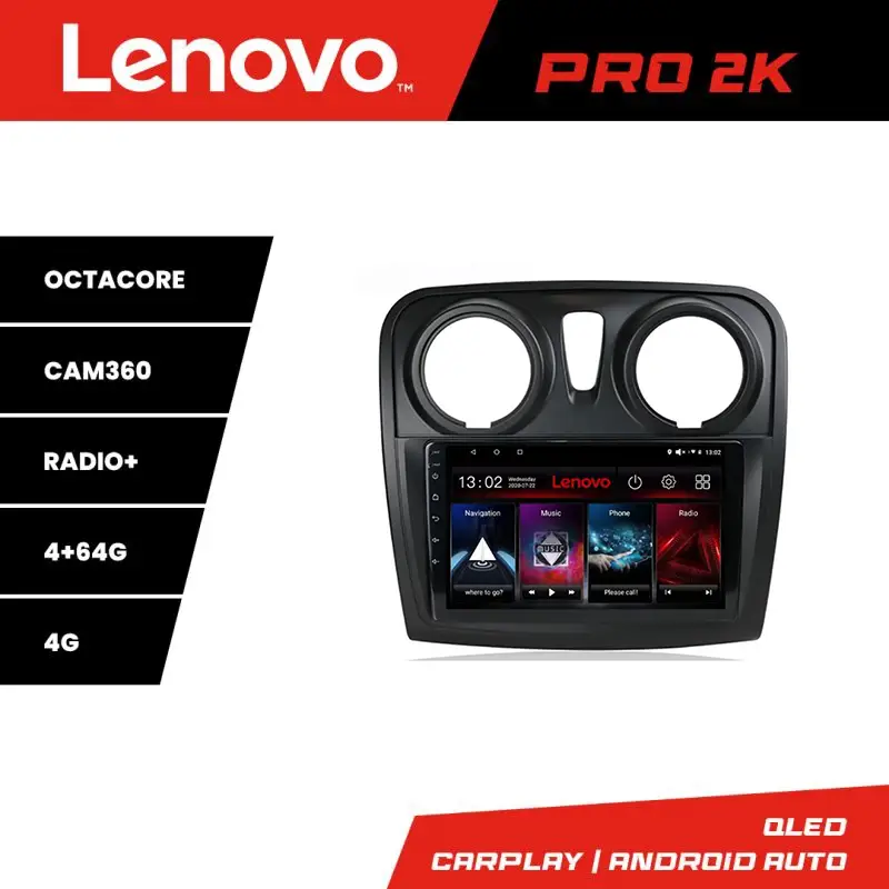 Navigatie Lenovo 2K QLED 4+64GB pentru Dacia Sandero Logan 2012-2020 Doar azi