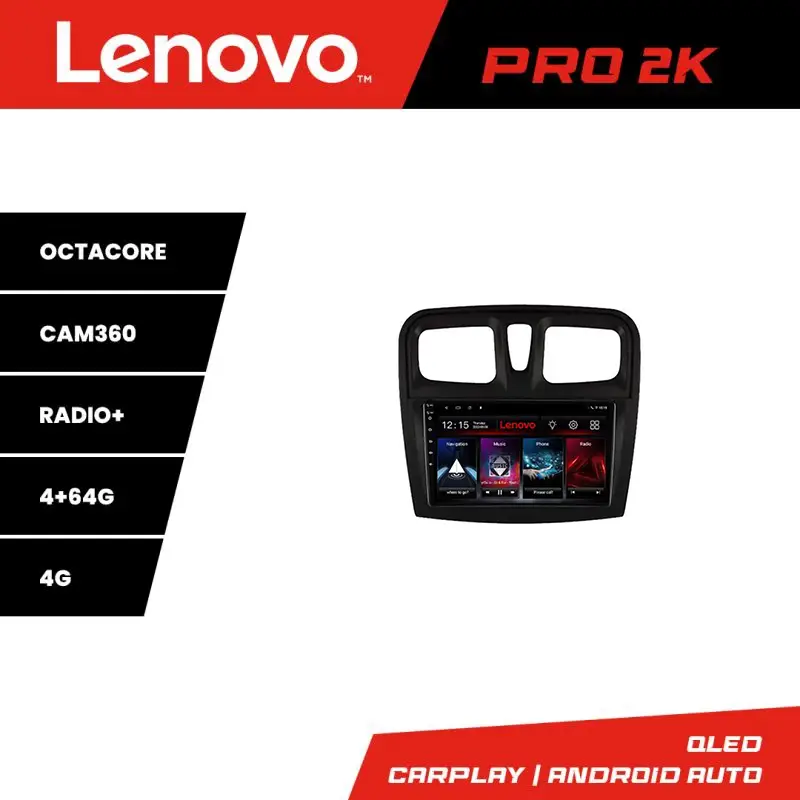 Reducere specială Navigație Android Dacia Sandero 2012-2020 QLED 2K 4GB+64GB 360 Lenovo