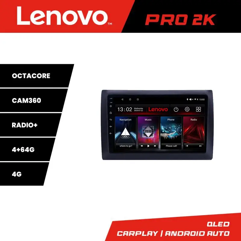 Navigație auto Fiat Stilo Lenovo QLED 2K 4GB+64GB Android cu 360 Mai ieftin