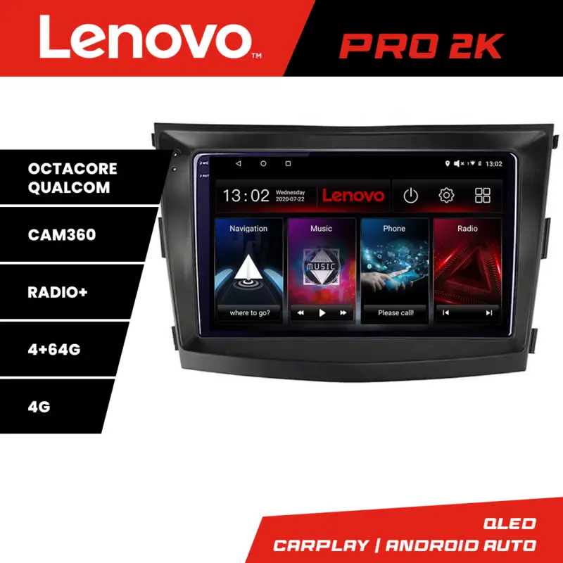 Livrare rapidă Navigatie Android SsangYong Tivoli 2015-2019 QLED 2K GPS 4GB+64GB Lenovo