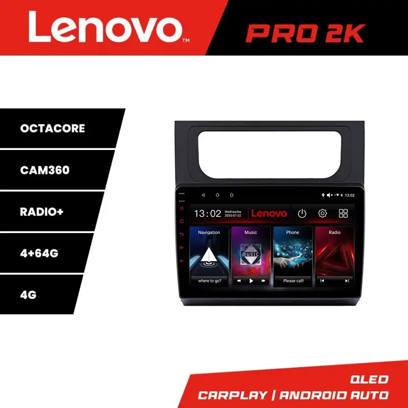Transport gratuit Navigație Android Lenovo QLED 2K 4+64 pentru VW Touran 2010-2016