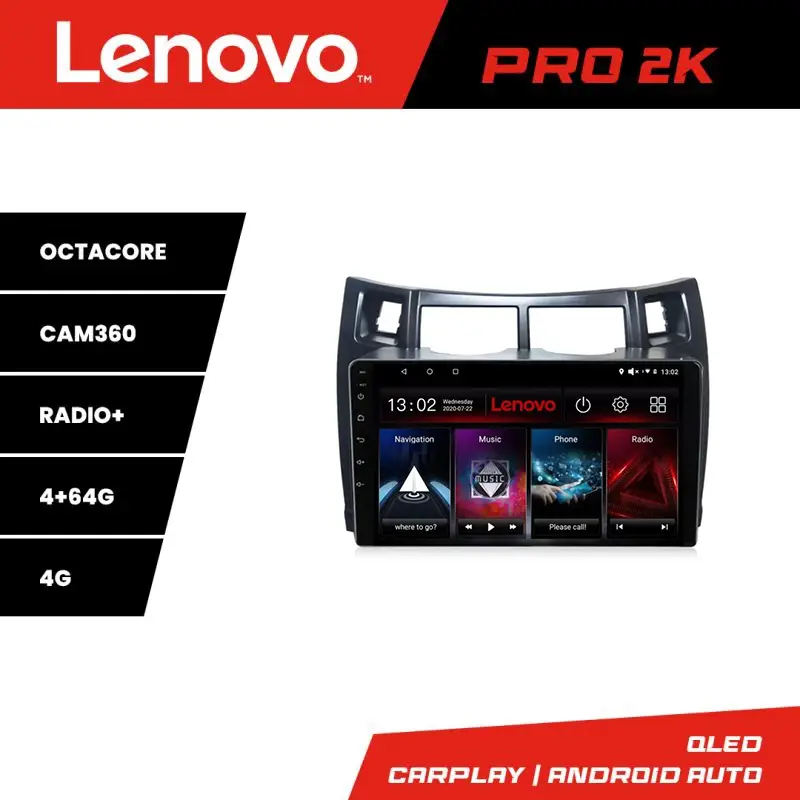 Navigație Toyota Yaris 2008-2011 Lenovo QLED 2K, 4GB+64GB, Android Preț mic