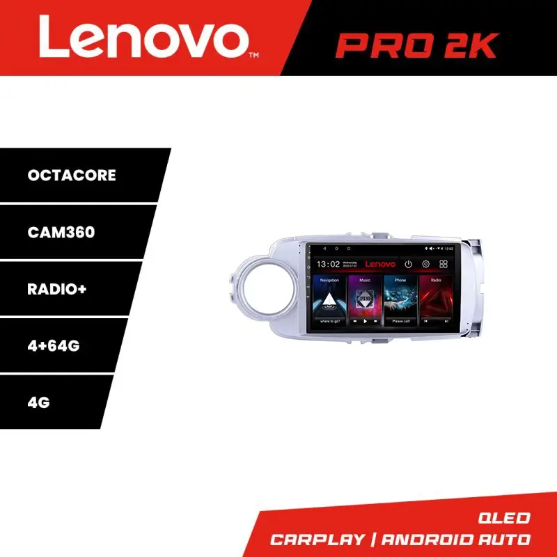 Navigație Toyota Yaris 2010-2018 Lenovo QLED 2K 4+64GB Android Reducere specială