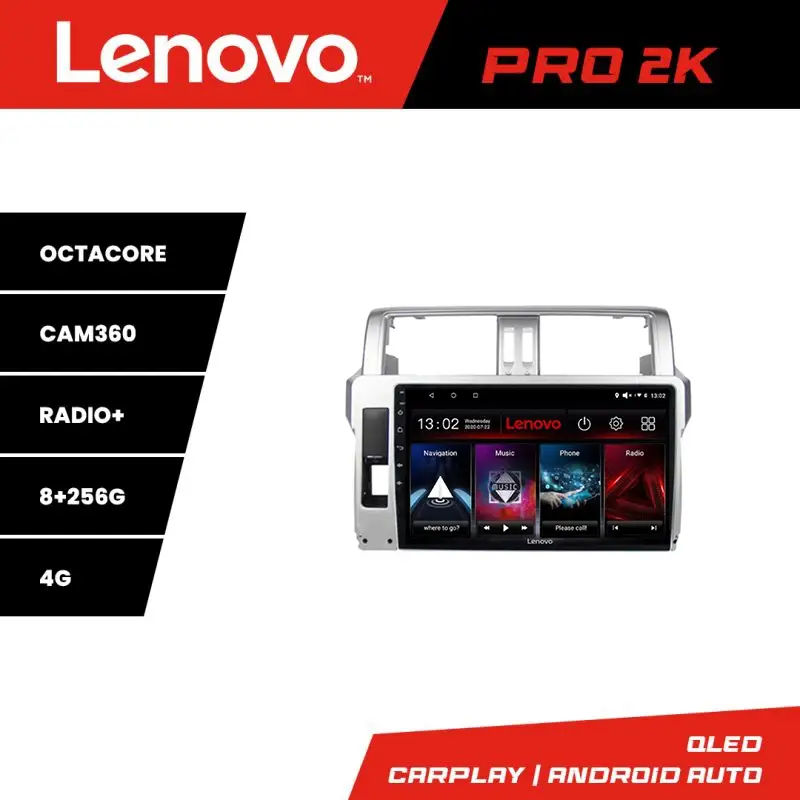 Navigație Toyota Land Cruiser Prado J150 2014-2017 Lenovo 2K QLED 8+256GB Retur ușor