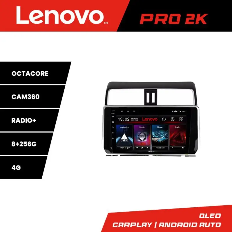 Plată sigură Navigație Android Toyota Prado J150 2018+ Lenovo QLED 2K 8GB+256GB