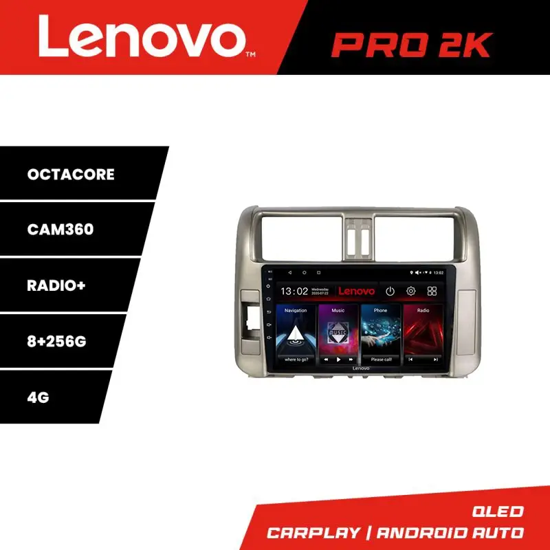 Navigație Toyota Prado 2010-2013 Lenovo QLED 2K 8GB RAM 256GB Android 360 Cumpără acum
