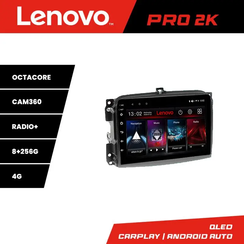 Plată sigură Navigație Android Fiat 500L 2012-2017 Lenovo QLED 2K 8GB+256GB