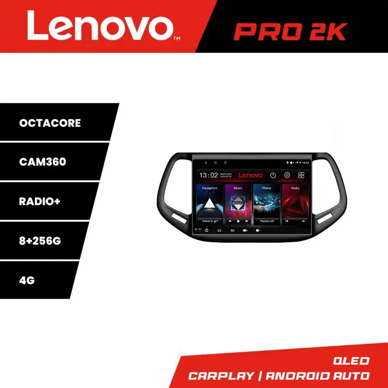 Noutate Navigație Jeep Compass 2017 Lenovo Pro 2K QLED 8GB RAM 256GB Android