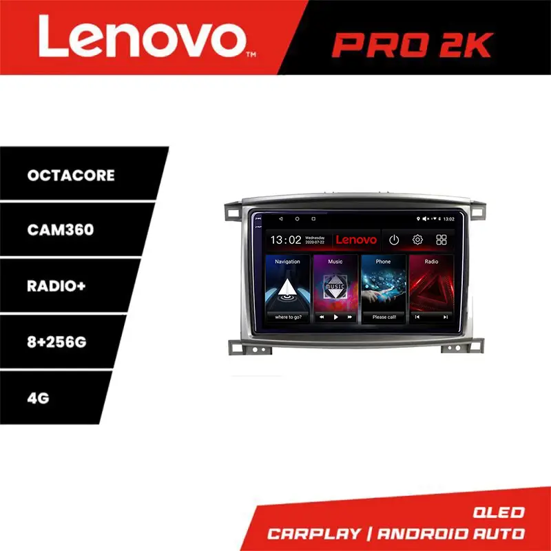 Navigatie Toyota Land Cruiser L100 2002-2008 Lenovo QLED 2K 8GB+256GB Transport gratuit