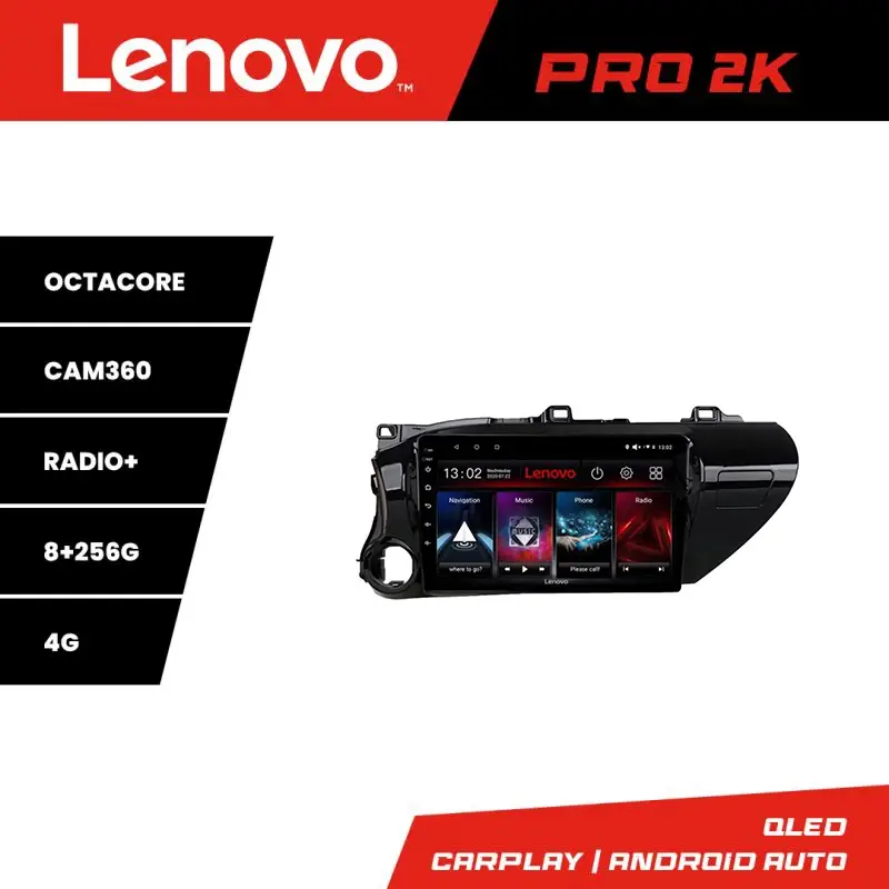 Navigatie Toyota Hilux 2016+ Lenovo QLED 2K, 8GB RAM, 256GB, 360 Plată sigură