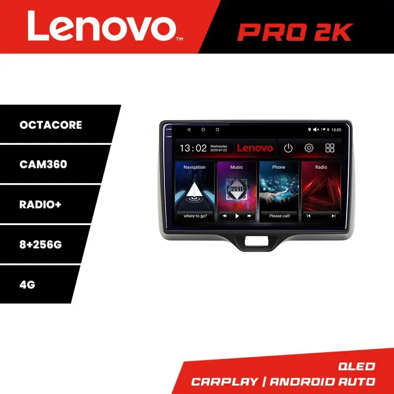 Disponibil imediat Navigație Android Toyota Yaris 2020+ QLED 2K, 8GB RAM, 256GB, 360, Lenovo