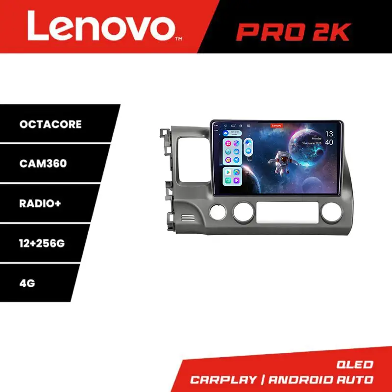 Noutate Navigație Android Lenovo QLED 2K 12+256 pentru Honda Civic Sedan 2005-2011