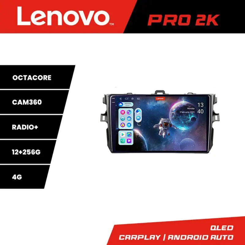 Preț mic Navigație Android Toyota Corolla 2007-2013 Lenovo 2K QLED 12+256GB