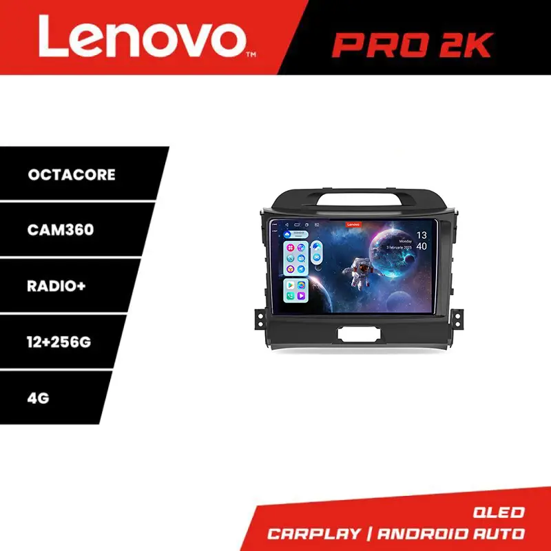 Navigație Android Lenovo pentru Kia Sportage 2010-2016, QLED 2K, 12+256GB Plată securizată