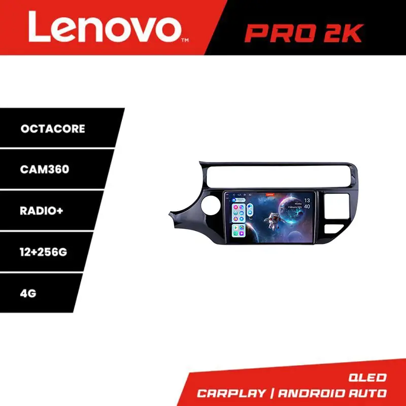 Navigatie Android Lenovo QLED 2K 12+256 pentru Kia Rio 2014-2017 Calitate înaltă