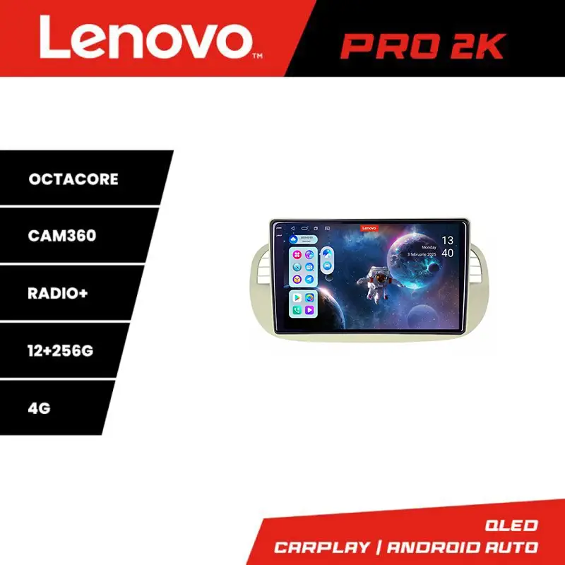 Navigație Android Fiat 500 2007-2015 QLED 2K, 12GB RAM, 256GB, 360 Livrare rapidă