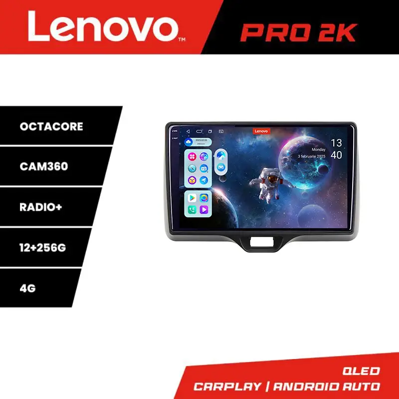 Ofertă specială Navigație Android Toyota Yaris 2020+ QLED 2K, 12GB RAM, 256GB, 360 Lenovo