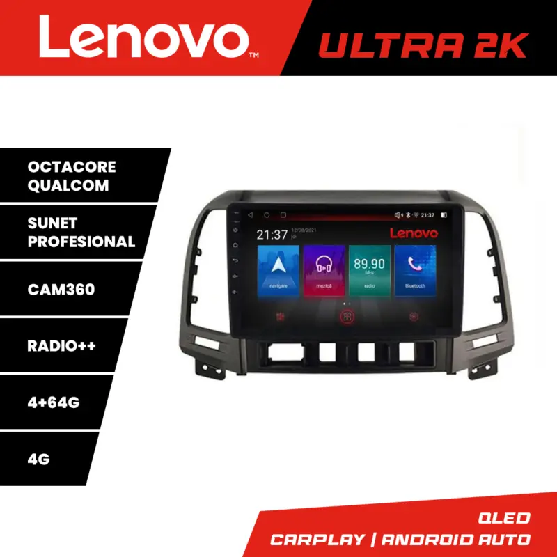 Navigație Hyundai Santa Fe 2006-2011 Lenovo QLED 4GB+64GB Android Reduceri