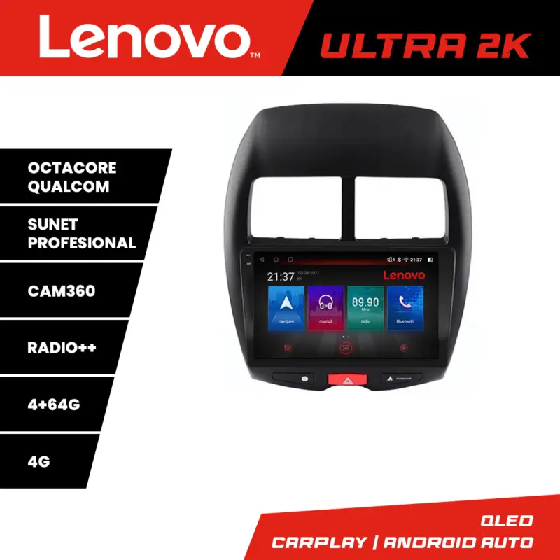 Bestseller Navigație Android Lenovo pentru Mitsubishi ASX, QLED, 4GB RAM, 64GB