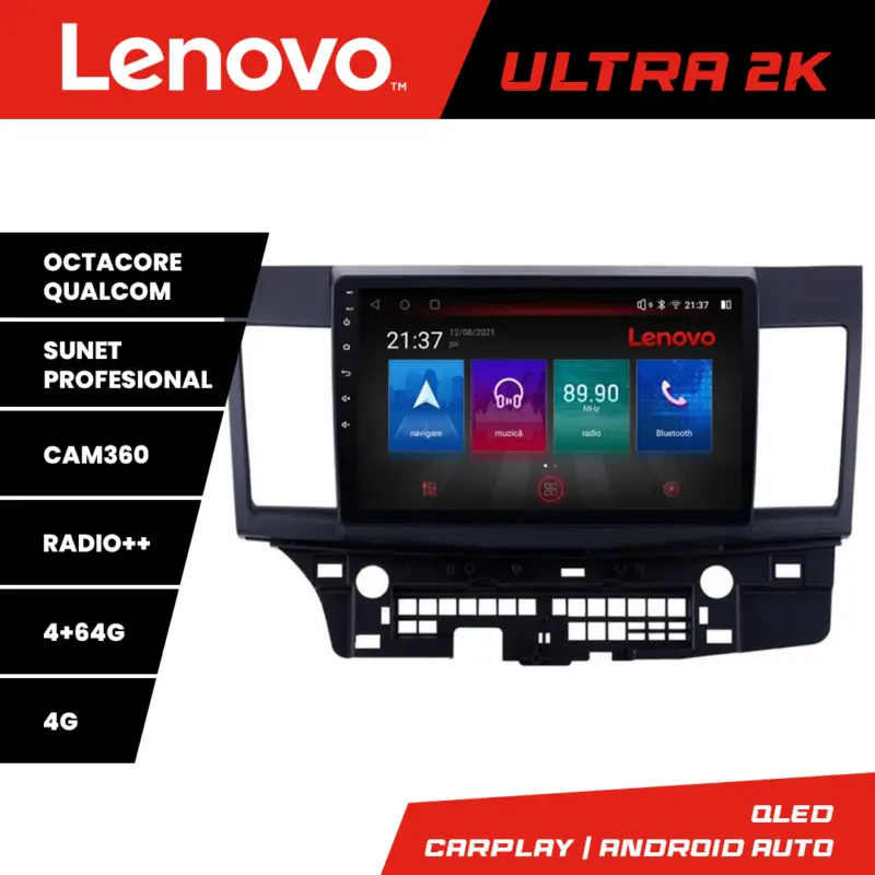 Premium Navigatie Android Mitsubishi Lancer 2008+ Lenovo QLED 4+64GB 360