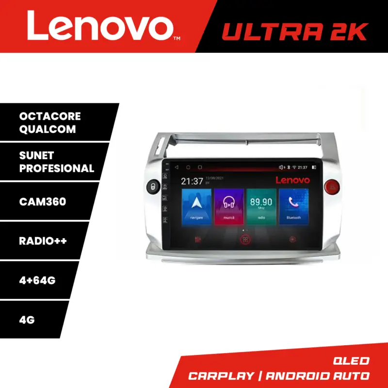 Navigație Android Lenovo QLED 4GB+64GB pentru Citroen C4 2005-2010 Noutate