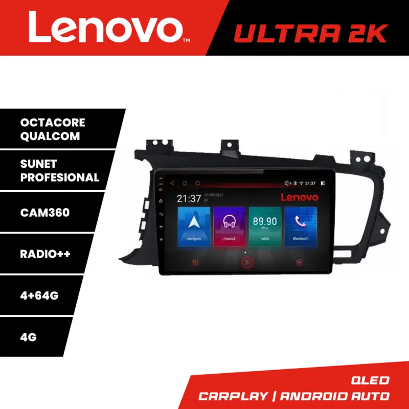 Navigatie Android Kia Optima 2011-2015 Lenovo QLED 4GB+64GB 8 core Doar azi