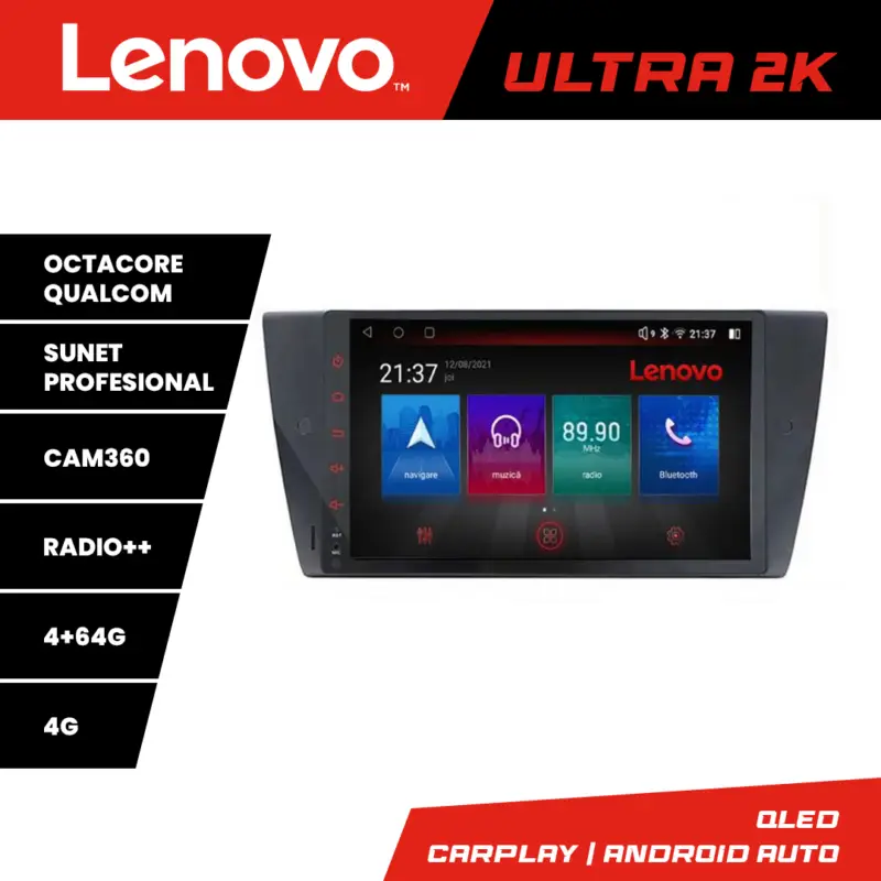 Navigatie BMW Seria 3 E90 Lenovo QLED 8 Core 4GB+64GB Android Preț promoțional