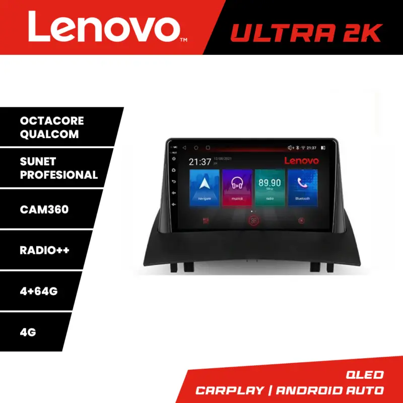 Navigație Renault Megane 2 Lenovo QLED Android 4+64GB 8 Core Preț mic