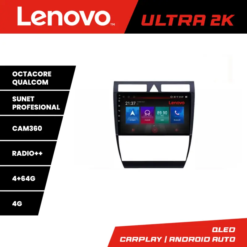 Navigatie Android Audi A6 C5 Lenovo Ultra 2K QLED 4GB+64GB 4G CarPlay Promoție