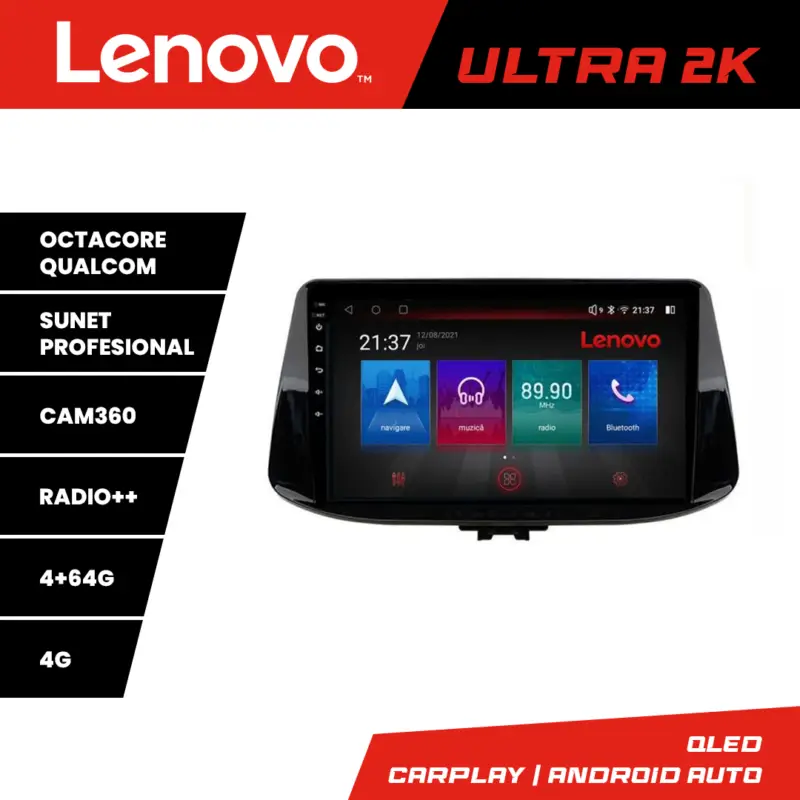 Navigatie Hyundai i30 2017+ Lenovo QLED Android 4GB+64GB 360 Livrare gratuită