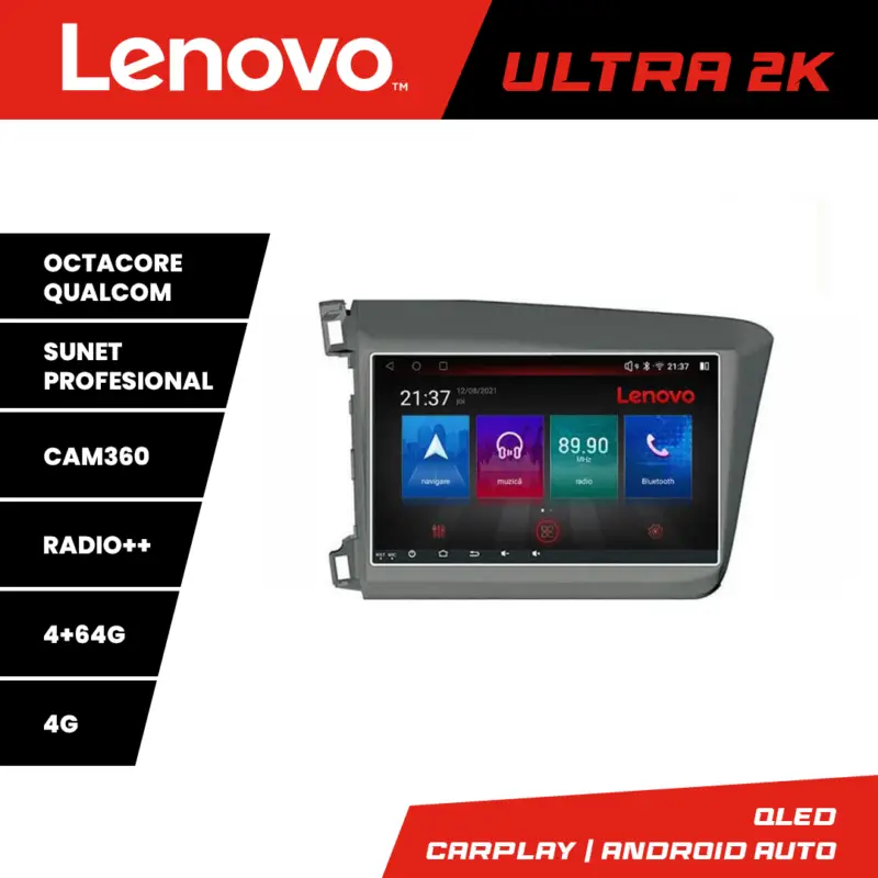 Ultima șansă Navigatie Android Honda Civic 2012-2015 Lenovo QLED 4GB+64GB 8 nuclee