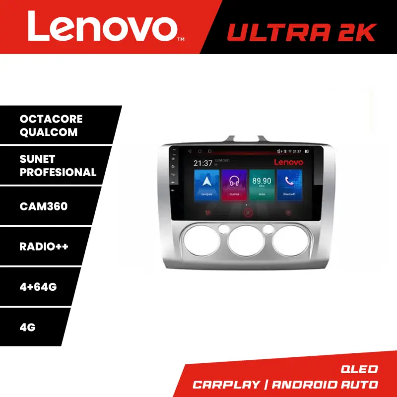 Ofertă limitată Navigație Android Lenovo pentru Ford Focus 2 manual, QLED, 4GB+64GB, 360