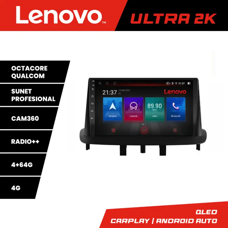Navigatie Renault Megane 3 Lenovo QLED Android 4+64GB 8 Core 360 Cumpără acum