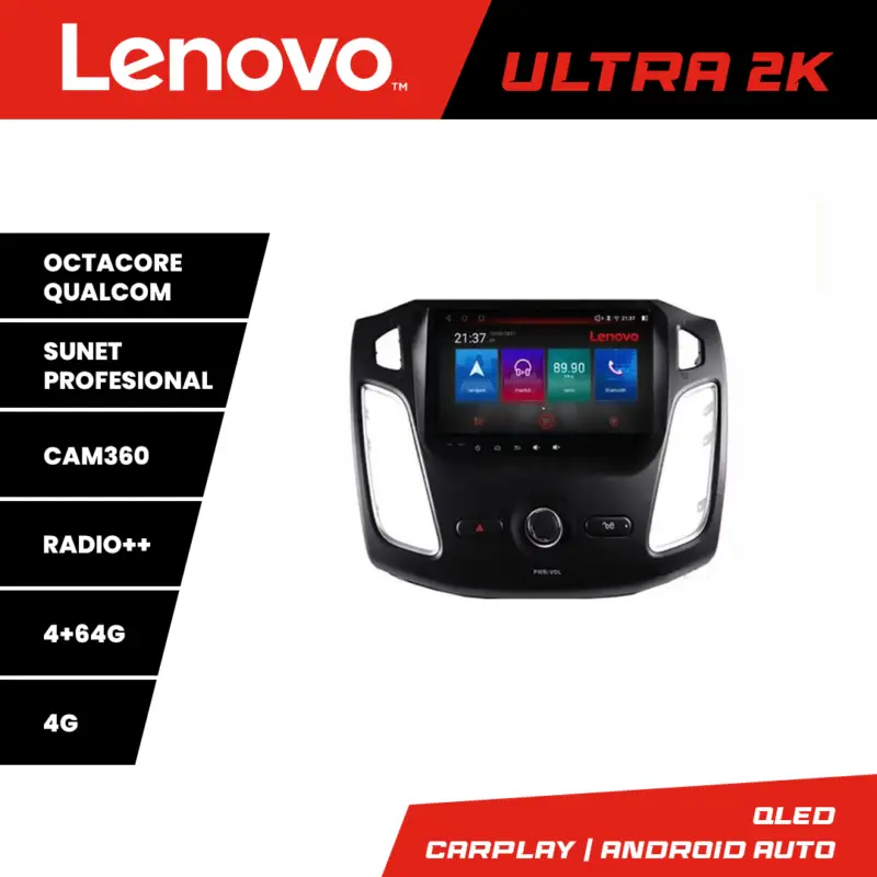 Navigație Android Ford Focus 3 Lenovo QLED 4+64GB cu Waze și 360 Livrare rapidă