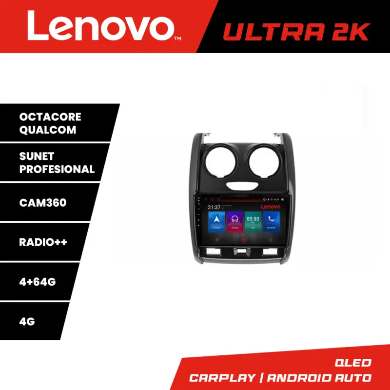 Navigație Android Dacia Duster 2012-2019 Lenovo QLED 4+64GB 360 Discount